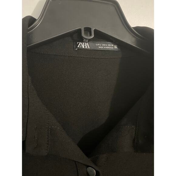 Zara button down dress women’s L black long sleeve minimalist career utility - Picture 2 of 6